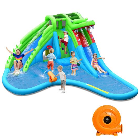 Inflatable Crocodile Style Water Slide Upgraded Kids Bounce Castle with 780W Blower