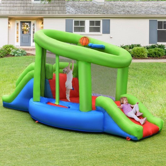 Inflatable Dual Slide Basketball Game Bounce House Without Blower