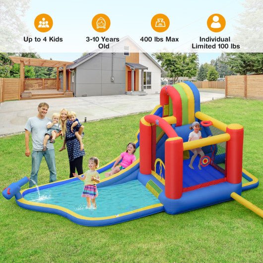 Inflatable Kid Bounce House Slide Climbing Splash Park Pool Jumping Castle Without Blower