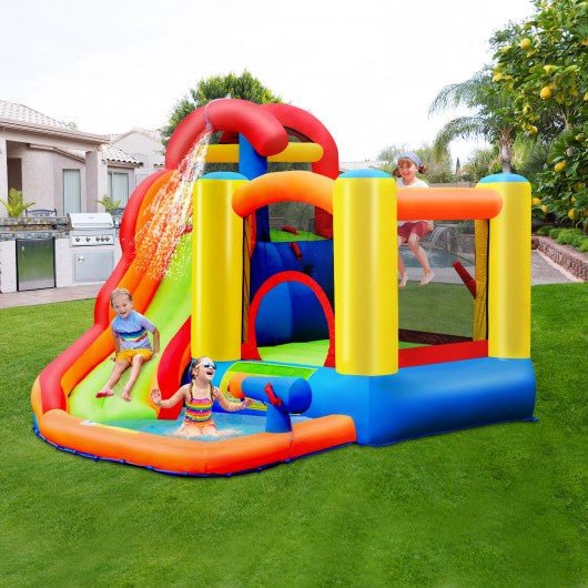 Inflatable Water Slide Bounce House with Pool and Cannon Without Blower