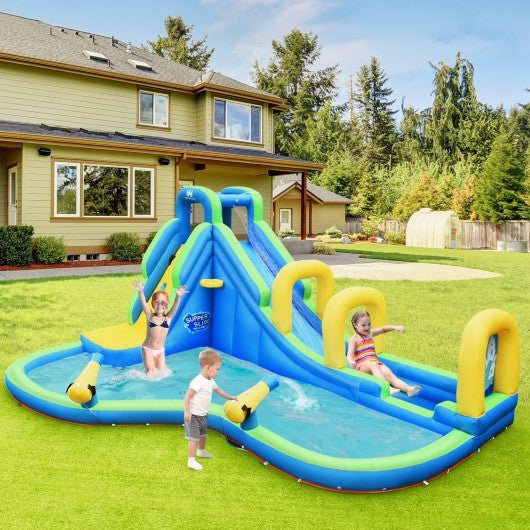 Inflatable Water Slide Kids Bounce House with Water Cannons and Hose Without Blower