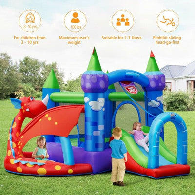 Kids Inflatable Bounce House Dragon Jumping Slide Bouncer Castle