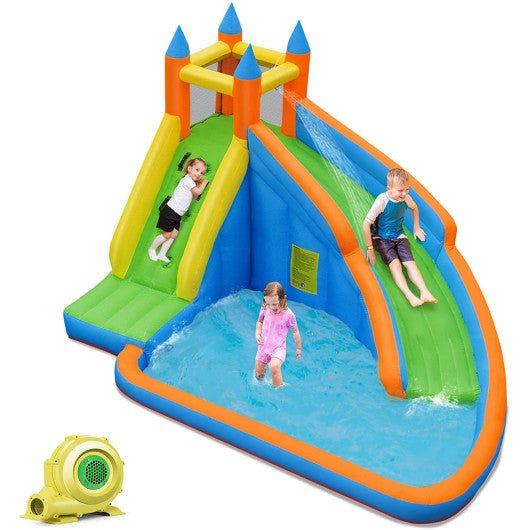 Kids Inflatable Water Slide Bouncing House with Carrying Bag and 480W Blower