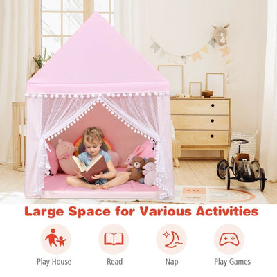 Kids Play Tent Large Playhouse Children Play Castle Fairy Tent Gift with Mat