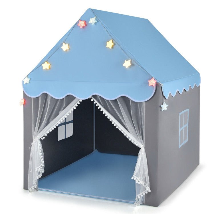 Kids Playhouse Tent with Star Lights and Mat