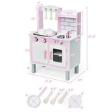 Kids Wooden Pretend Play Cooking Set with Sounds and Cookware Accessories