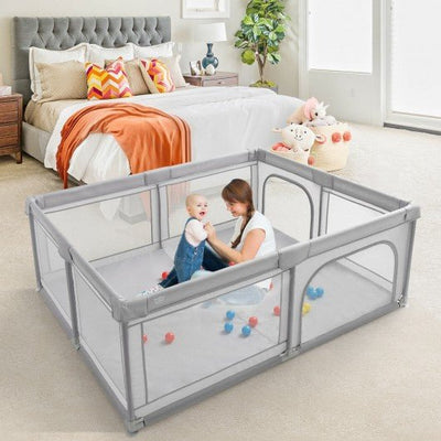 Large Baby Playpen Safety Kids Activity Center with 50 Ocean Balls-Gray