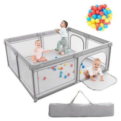 Large Baby Playpen Safety Kids Activity Center with 50 Ocean Balls-Gray