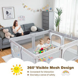 Large Baby Playpen Safety Kids Activity Center with 50 Ocean Balls-Gray