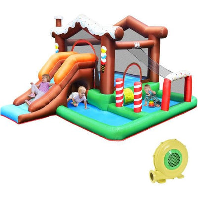 Outdoor Indoor Inflatable Kids Bounce House with 480W Blower