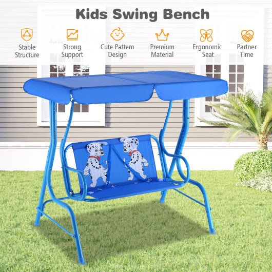 Outdoor Kids Patio Swing Bench with Canopy 2 Seats