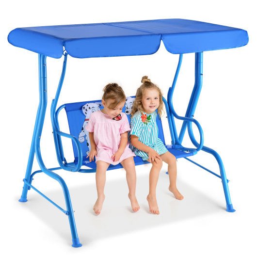 Outdoor Kids Patio Swing Bench with Canopy 2 Seats