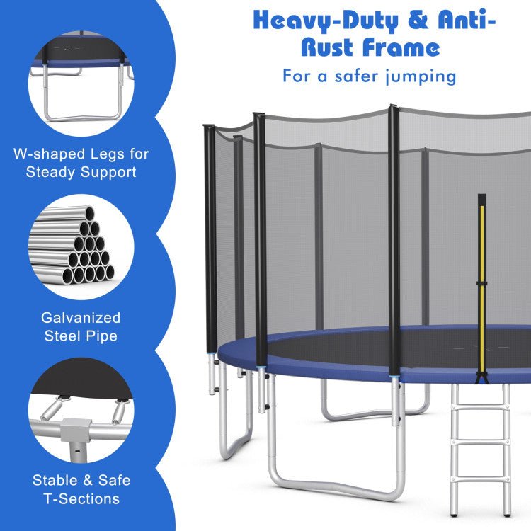 Outdoor Trampoline Bounce Combo with Safety Closure Net Ladder-16 ft