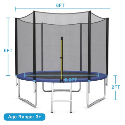 Outdoor Trampoline Bounce Combo with Safety Closure Net Ladder-8 ft