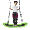 Saucer Tree Swing Surf Kids Outdoor Adjustable Oval Platform Set with Handle-Green
