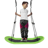 Saucer Tree Swing Surf Kids Outdoor Adjustable Oval Platform Set with Handle-Green