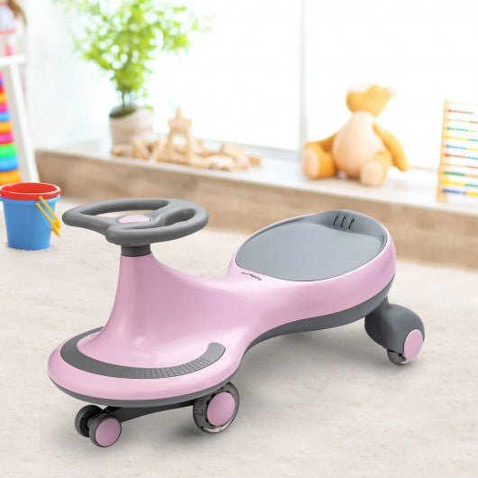 Wiggle Car Ride-on Toy with Flashing Wheels-Pink