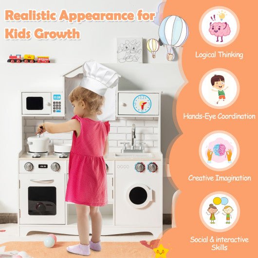 Wooden Kids Kitchen with Washing Machine