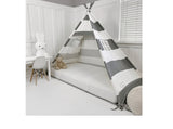 Play Tent Canopy Bed in Grey and White Stripe