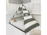 Play Tent Canopy Bed in Grey and White Stripe