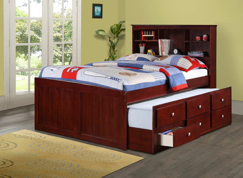 Bookcase Captains Trundle Bed Cappuccino