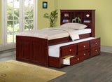 Donco Bookcase Captains Trundle Bed #color_Dark-Cappuccino
