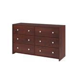 Donco Double Twin Loft 6 Drawer Dresser #color_Dark-Cappuccino