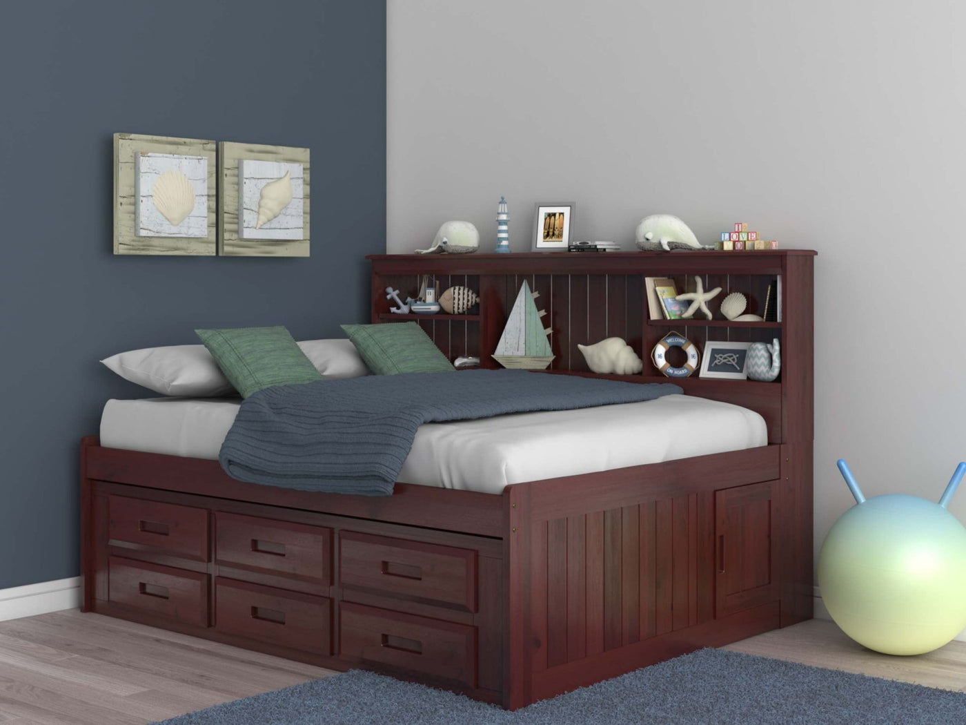Donco Full Bookcase Daybed #color_Merlot