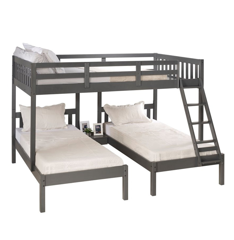 Full Over Double Twin Bed Loft Bunk In Dark Grey Finish