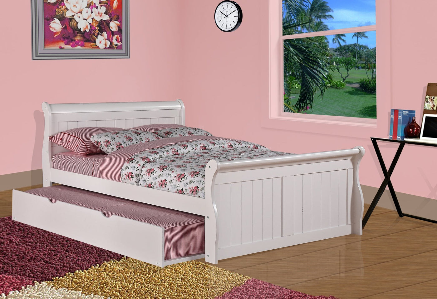 Donco Full Sleigh Bed #color_White