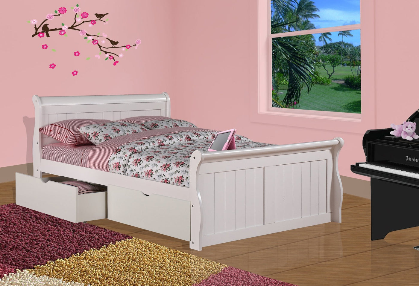 Donco Full Sleigh Bed #color_White