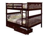 Full/Full Mission Bunk Bed In Dark Cappuccino Finish