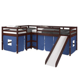 Donco L-shape Double Twin Loft Bed In #color_Dark-Cappuccino