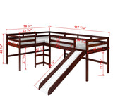 Donco L-shape Double Twin Loft Bed In #color_Dark-Cappuccino