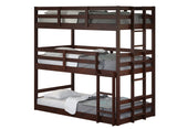 Donco Triple Bunkbed #color_Cappuccino
