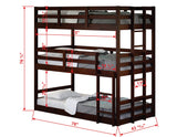 Donco Triple Bunkbed #color_Cappuccino