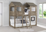 Donco T/T Tower Bunkbed Rustic #color_Dirty-White