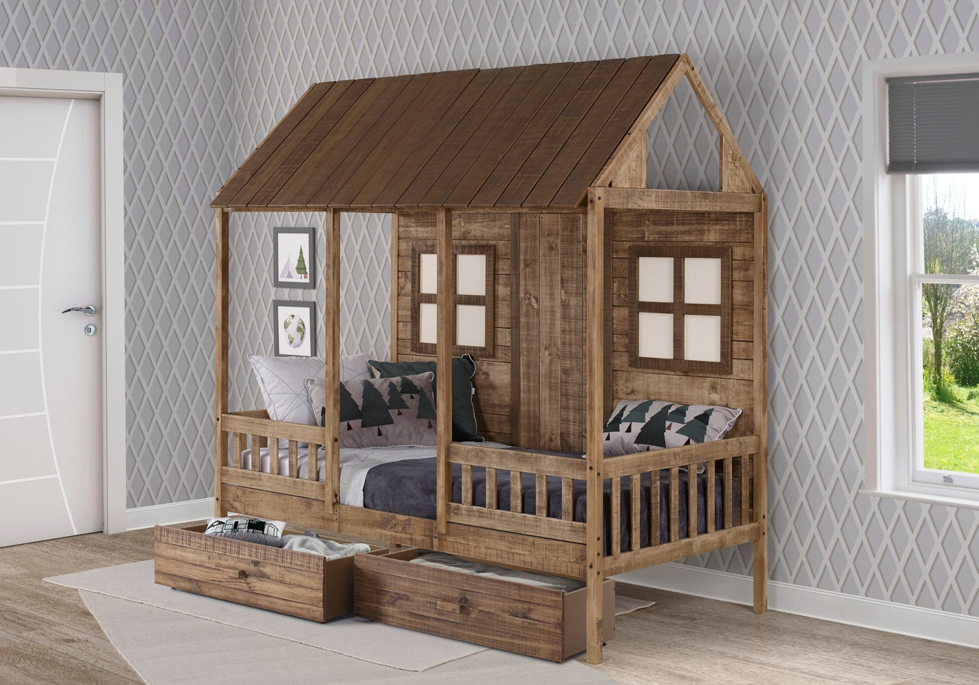 Donco Twin Front Porch Low Loft In #color_Rustic-Driftwood
