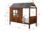 Twin Log Cabin Low Loft Rustic Walnut