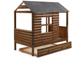 Twin Log Cabin Low Loft Rustic Walnut