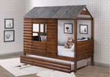 Twin Log Cabin Low Loft Rustic Walnut