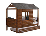 Twin Log Cabin Low Loft Rustic Walnut