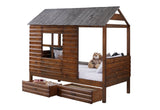 Twin Log Cabin Low Loft Rustic Walnut