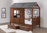 Twin Log Cabin Low Loft Rustic Walnut