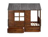 Twin Log Cabin Low Loft Rustic Walnut