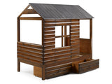 Twin Log Cabin Low Loft Rustic Walnut
