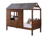 Twin Log Cabin Low Loft Rustic Walnut