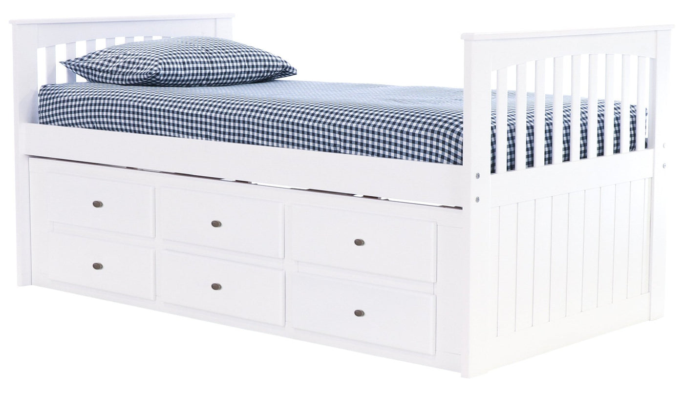 Twin Mission Rake Bed in White