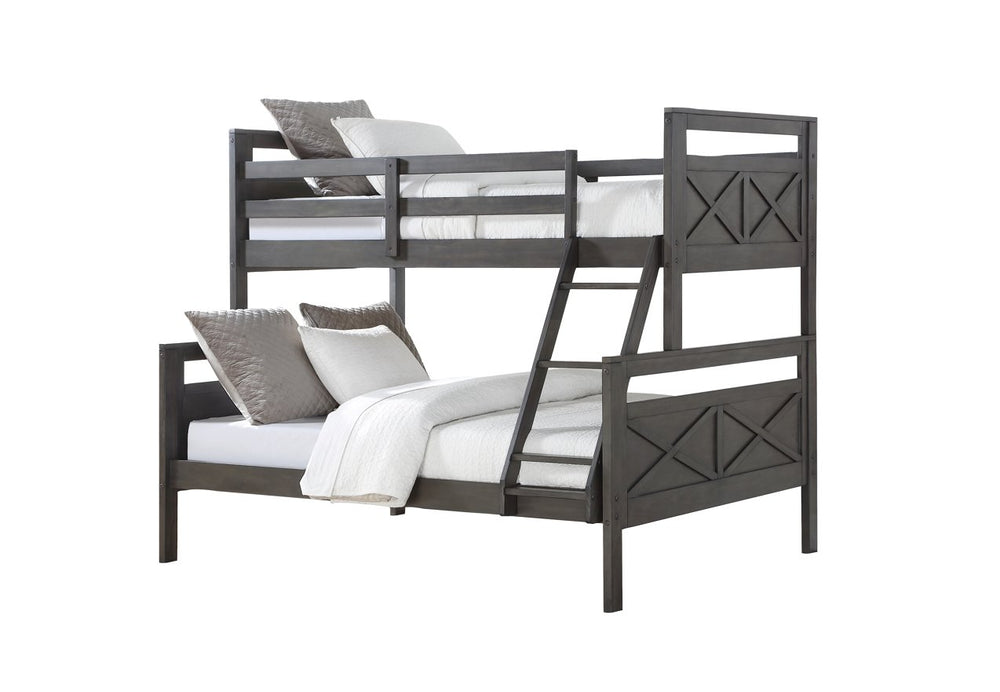 Twin/Full Barn Panel Bunkbed in Rustic Grey