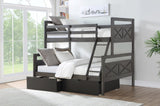 Twin/Full Barn Panel Bunkbed in Rustic Grey